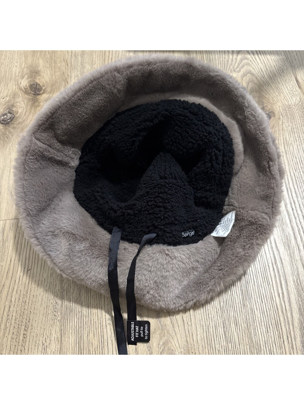 Sprigs Faux Fur and Sherpa Reversible Bucket Hat Mocha & Black one Size